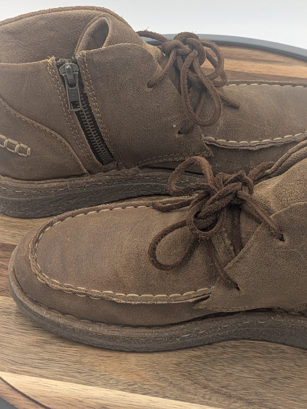 Born Analia Brown Suede Chukka Boots Lace Up Side Zip Ankle Booties Size 10 - Picture 10 of 15